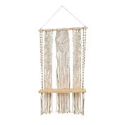 Nearly Natural 2.5&#39; x 1.5&#39; Layered Macrame Wall Hanging with Wooden Shelf
