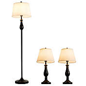 Costway 3-Piece Lamp Set 2 Table Lamps 1 Floor Lamp