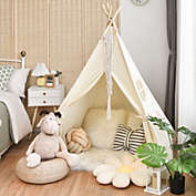 Gymax Portable Kids Play Tent Indian Canvas Teepee Playhouse Toy Gift w/ Window