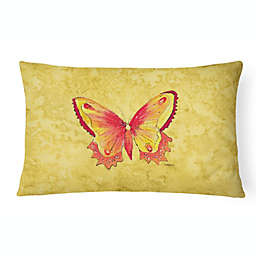 Caroline's Treasures Butterfly on Yellow Canvas Fabric Decorative Pillow 12 x 16