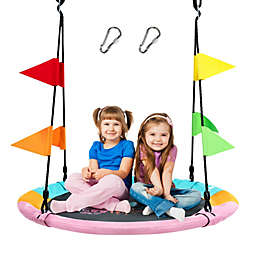 Gymax 40'' Flying Saucer Tree Swing Indoor Outdoor Swing Play Set w/Hanging Strap Horse