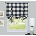 Alternate image 0 for Kate Aurora Country Farmhouse Buffalo Plaid Gingham Tie Up Window Curtain Shades - 42 in. W x 63 in. L, Navy Blue
