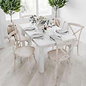 Merrick Lane Jessamine 60" x 38" Rectangular Antique Rustic White Solid Pine Farm Dining Table