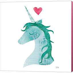 Metaverse Art Unicorn Magic II Heart Sq Green by Melissa Averinos 24-Inch x 24-Inch Canvas Wall Art