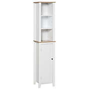 Halifax North America Bathroom Storage Cabinet with 3 Tier Shelf, Floor Free Standing Linen Tower, Tall Slim Side Organizer Shelves, White