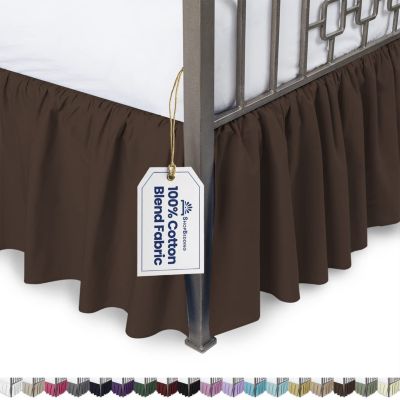 SHOPBEDDING Ruffled Bed Skirt with Split Corners - King, Brown, 18 Inch Drop Bedskirt (Available in 14 Colors) - Blissford Dust Ruffle.