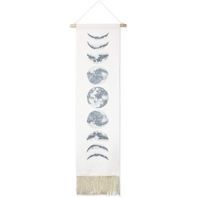 Okuna Outpost Bohemian Style Wall Art Hanging, Moon Phase Home Decor (12.3 x 49 Inches)