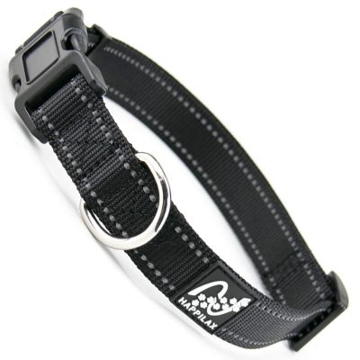 Happilax Size-Adjustable Dog Collar- Reflective Nylon Dog Collar for Medium to Large Dogs - Neck Size 14-20" - Black Color