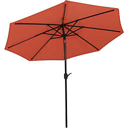 Sunnydaze Aluminum Patio Umbrella - Fade Resistant with Auto-Tilt - Rust Orange - 9-Foot