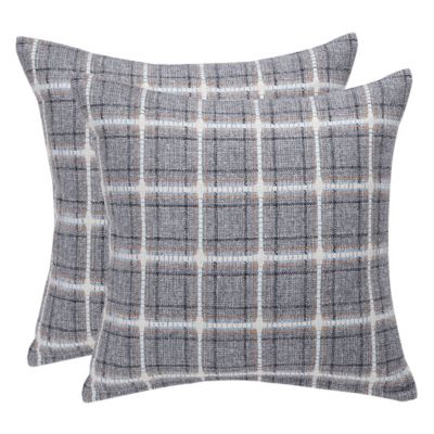 TOAST FLANNEL COTTON CHECK CUSHION COVER BOLSTER PILLOWCASE DOUBLE KING GREY NEW 