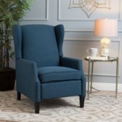 Contemporary Home Living 40" Navy Blue and Brown Traditional Wingback Recliner
