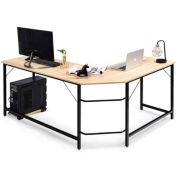 Slickblue L Shaped Desk Corner Computer Desk PC Laptop Gaming Table Workstation-Natural