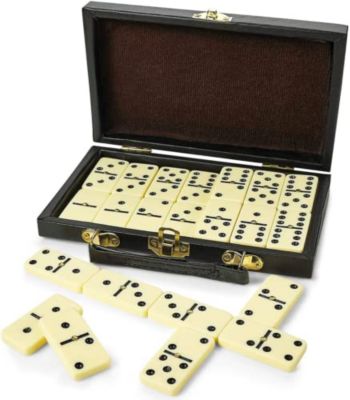 Kicko Domino Set - Classic 28 Pieces Double Six In Durable Wooden Brown Box