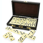 Kicko Domino Set - Classic 28 Pieces Double Six In Durable Wooden Brown Box
