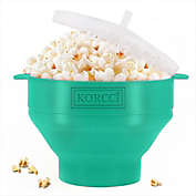 Stock Preferred Microwave Silicone Popcorn Popper Maker Collapsible Bowl Aqua