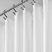 mDesign Long Herringbone Weave Fabric Shower Curtain - 72" x 84" - White