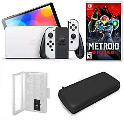 Nintendo Switch OLED in White with Metroid Dread and Accessories