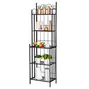 Inq Boutique 5 Tier Multiuse Black Metal Metal Storage Shelves Steel Baker&#39; s Rack Organizer Rack for Kitchen/Garage/Bathroom/Laundry RT