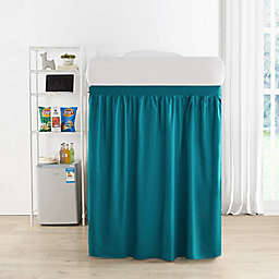 DormCo Extended Dorm Sized Cotton Bed Skirt Panel with Ties (1 Panel) - Ocean Depths Teal (For raised or lofted beds)