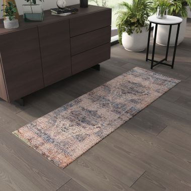 Masada Traditional Artisan Old English Runner Rug, Blue Multicolor (2 Feet x 6Feet). View a larger version of this product image.