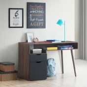 Gymax Computer Desk PC Writing Table Study Workstation Drawer & Cabinet With Wood Legs