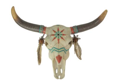 DWK Corporation Native Spirit Southwestern Design Steer Skull Wall Hanging Hand Painted Accents