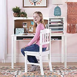 Guidecraft White Children's Media Desk and Chair Set