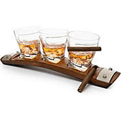 Cigar Glass & Coaster & with 3 Whiskey Cigar Glasses - The Wine Savant - Slot to Hold Cigar, Whiskey Glass Gift Set, Cigar Rest, Accessory Set Gift for Dad, Men Home Office Decor Gifts, Fathers Day
