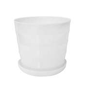 Unique Bargains Plastic Round Home Balcony Office Plant Planter Holder Flower Pot 19cm Dia White, Modern Stylish Pots with Drainage Holes and Saucers in Garden & Outdoor