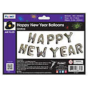 Happy New Year Balloons Silver 16 Inches Long