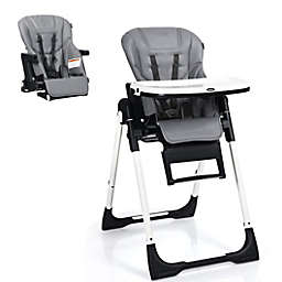 Slickblue 4 in 1 High Chairâ€“Booster Seat with Adjustable Height and Recline-Gray