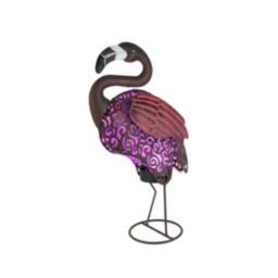 Things2Die4 Pink Flamingo Metal Art Filigree LED Lighted Solar Garden Statue