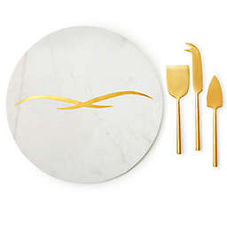 GAURI KOHLI Albatross Marble Cheese Board with Knives