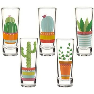 Blue Panda Cactus Party Shot Glasses for Cinco de Mayo and Fiestas (2 oz, 5 Piece Set)
