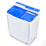 Slickblue 13Lbs Portable Compact Mini Twin Tub Washing Machine with Drain Pump Spinner-Blue