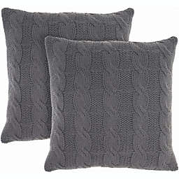 Mina Victory Life Styles Cotton Knitted 2Pack set2 Charcoal Indoor Throw Pillow