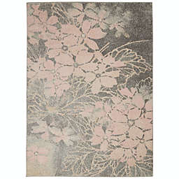 Nourison Tranquil 6' X 9' Grey/Pink Area Rug Contemporary Ombre Floral by Nourison