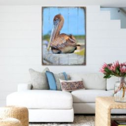 Designocracy Spengler Pelican Wood Handcrafted Wall Home Decor Coastal