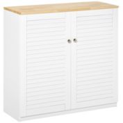 Halifax North America Storage Cabinet Kitchen Sideboard with Louvered Doors, Freestanding Floor Cabinet for Living Room, Hallway, White