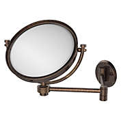 Allied Brass 8 Inch Wall Mounted Extending Make-Up Mirror 5X Magnification with Grooved Accent