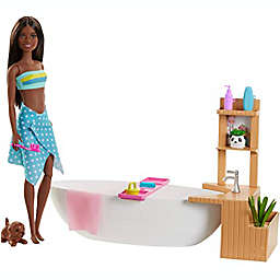 ?Barbie Fizzy Bath Doll and Playset, Brunette, with Tub, Fizzy Powder, Puppy and More, Gift for Kids 3 to 7 Years Old