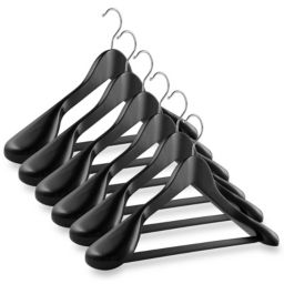 Casafield - 6 Wide Shoulder Wooden Suit Hangers - Premium Lotus Wood, Non-Slip Pant Bar & Chrome Swivel Hook for Dress Clothes, Coats, Jackets, Pants, Shirts, Skirts