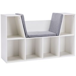 HOMCOM Toy Chest Kids Cabinet Storage Organizer Children Display Shelf for Toys Clothes Books Bedroom, White