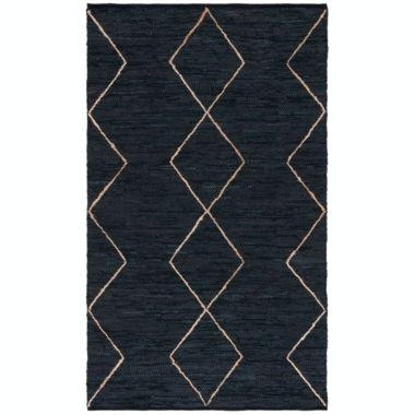 Vintage Leather VTL801 Hand Woven Rug - Black/Natural - 3'x5' - Safavieh. View a larger version of this product image.