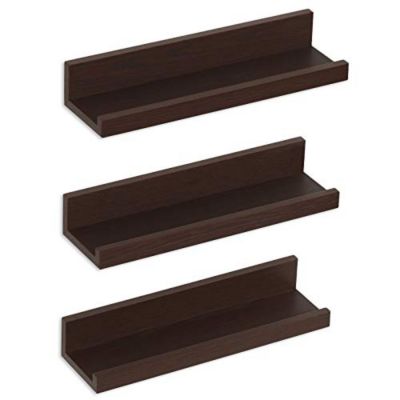 Americanflat Picture Ledge Shelf Set of 3 - Floating Shelves with Lip for Picture Display - Mahogany | Bed Bath & Beyond