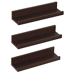 Americanflat Picture Ledge Shelf Set of 3 - Floating Shelves with Lip for Picture Display - Mahogany