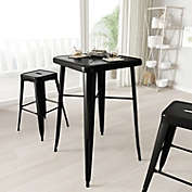 Merrick Lane Retta Bar Height Patio Dining Table with Black Metal Frame and 23.75" Square Top