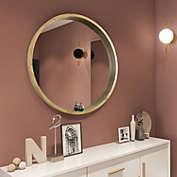Yeah Depot Circle Mirror with Wood Frame, Round Modern Decoration Large Mirror