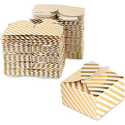 Bright Creations Gold Foil Striped Party Favor Gift Boxes (2.6 x 2.6 x 1.6 Inches, 100 Pack)