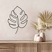 Americanflat - Monstera Metal Line Art Wall Decor Sculpture Accents for Bedroom - Modern wall decor with Real Metal Abstract Wall Art - Single Line Minimalist Decor Sturdy Iron Hanging Decor